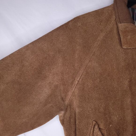 Polo Ralph Lauren Suede Jacket Mens Small Flannel Lined Leather Bomber Vintage - Picture 3 of 16